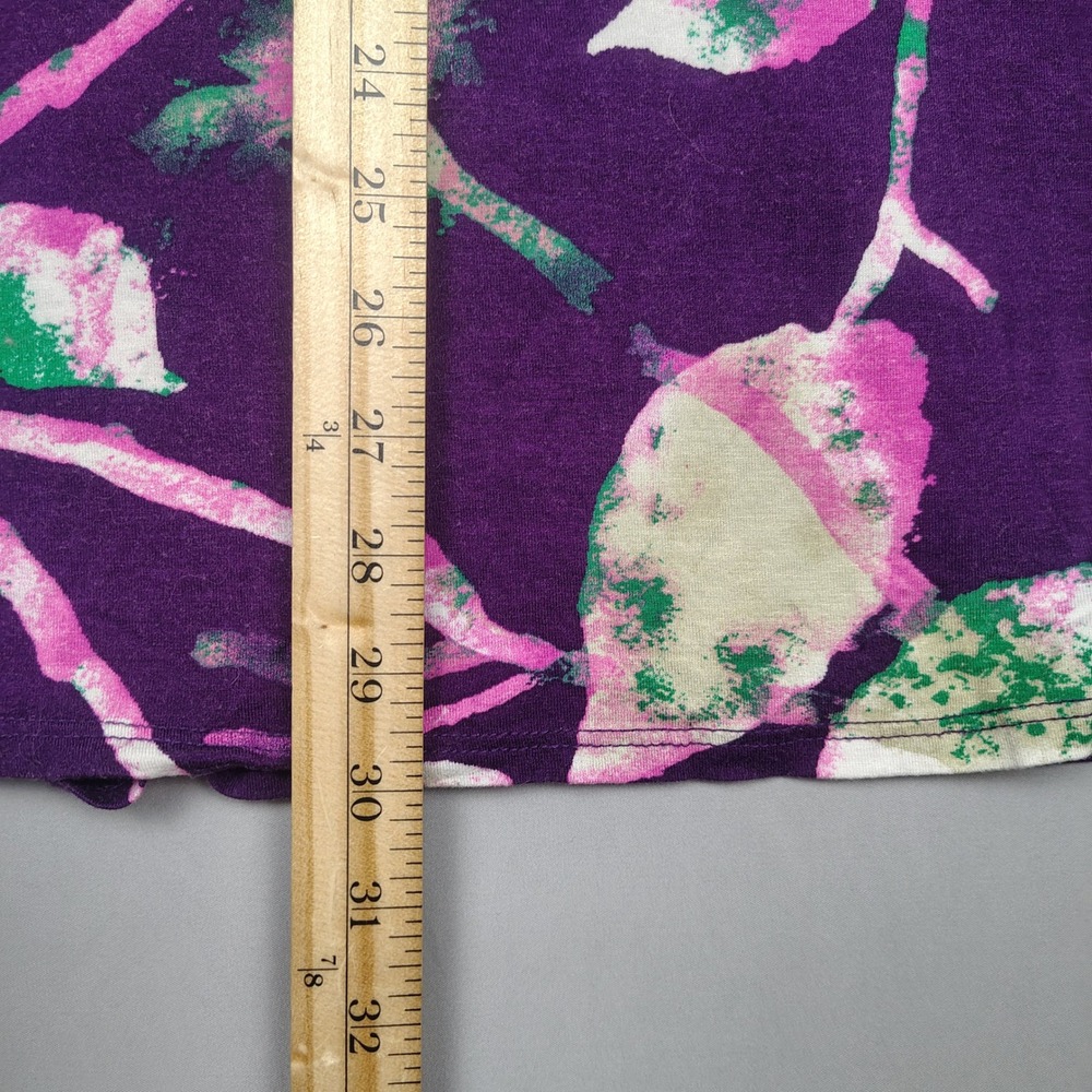 LuLaRoe Tunic Top Women 2XL Purple Floral Leaf Print Rayon Spandex Stretch - Picture 5 of 7